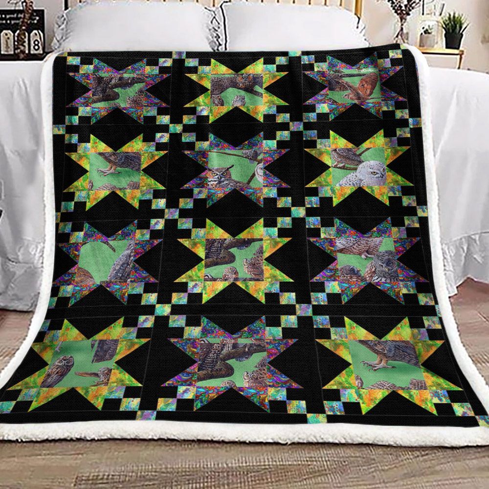 Owl Sherpa Fleece Blanket