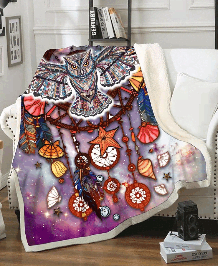 Owl Sherpa Fleece Blanket