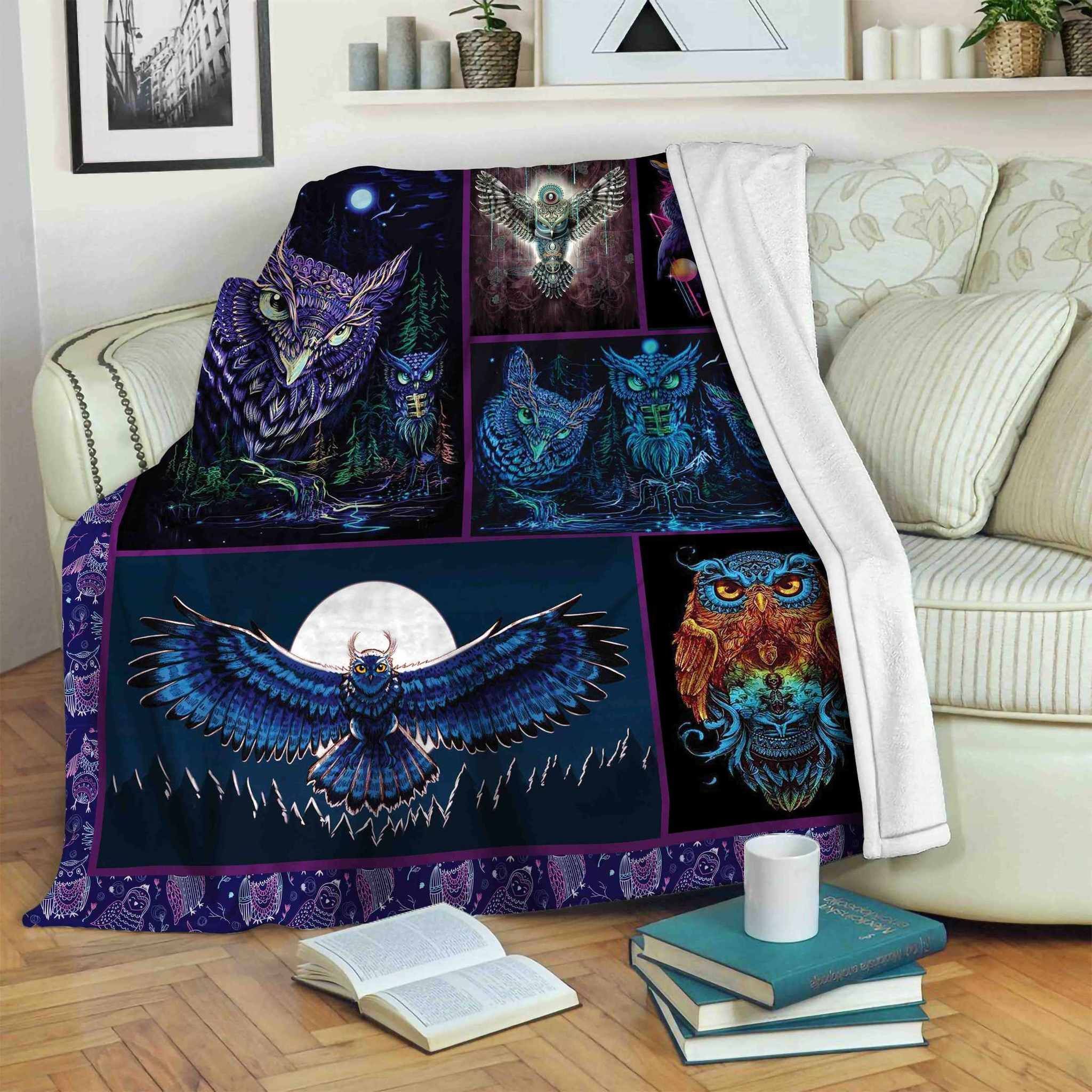 Owl Sherpa Fleece Blanket
