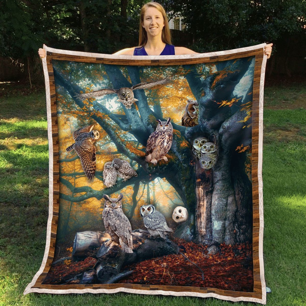 Owl Sherpa Fleece Blanket