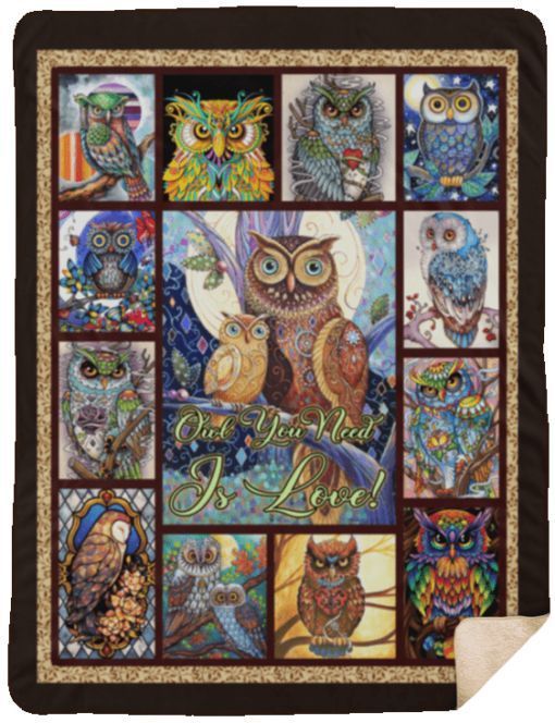 Owl Sherpa Fleece Blanket
