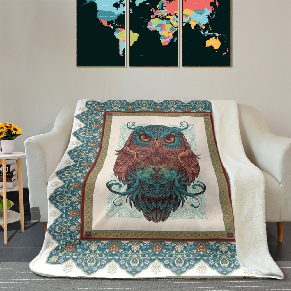Owl Sherpa Fleece Blanket