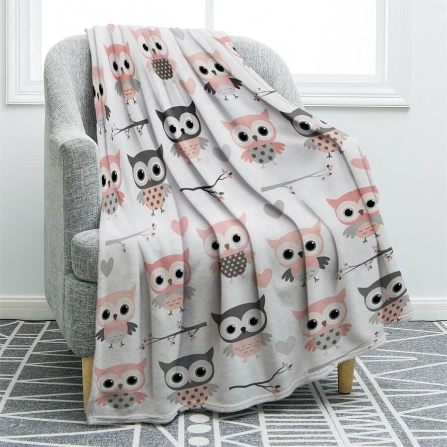 Owl Sherpa Fleece Blanket