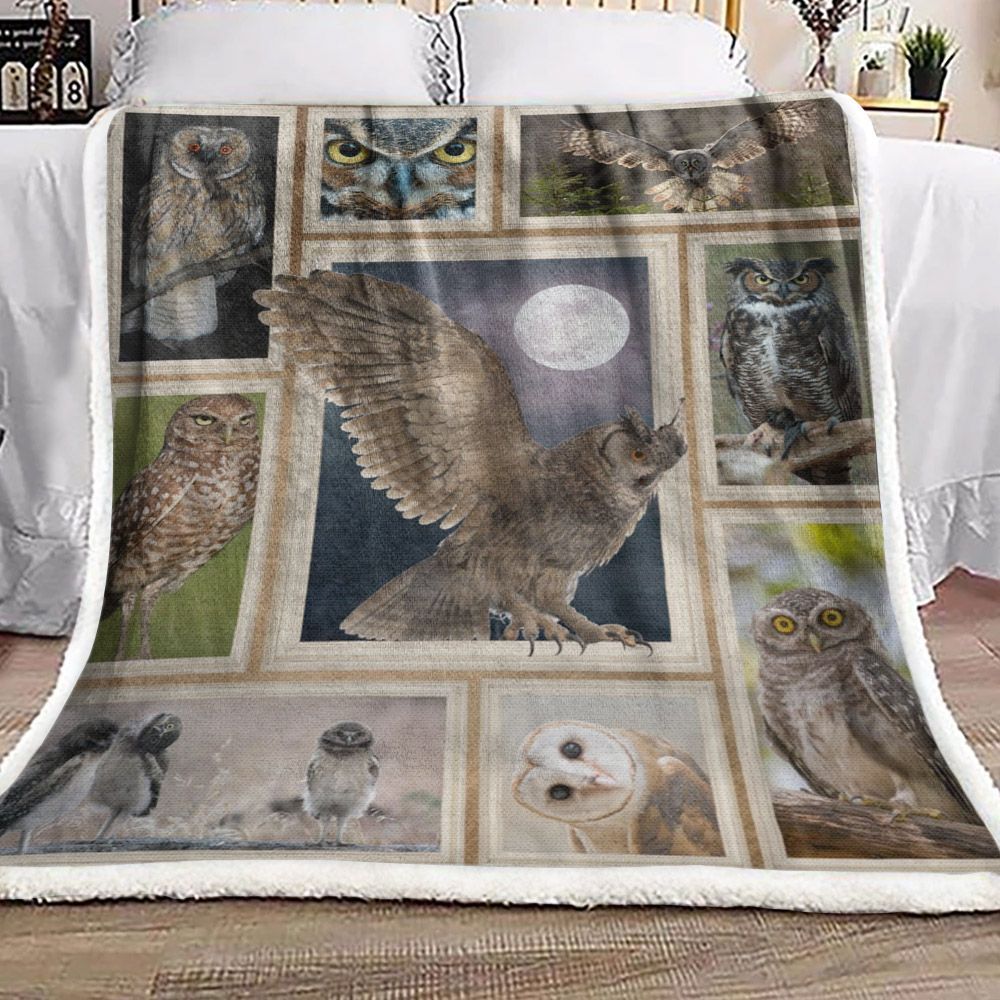 Owl Sherpa Fleece Blanket