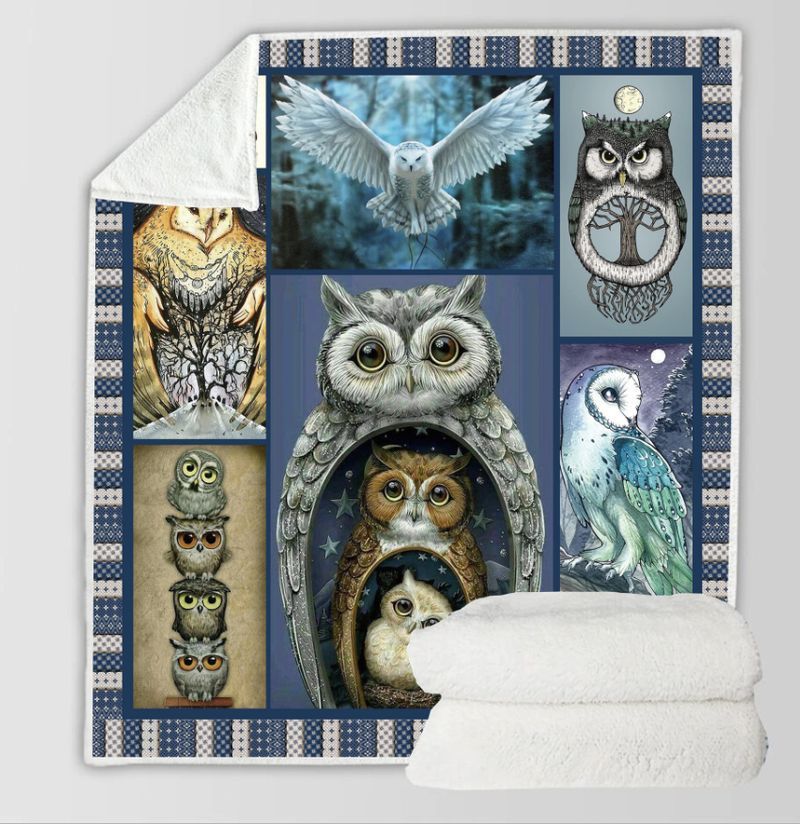 Owl Sherpa Fleece Blanket