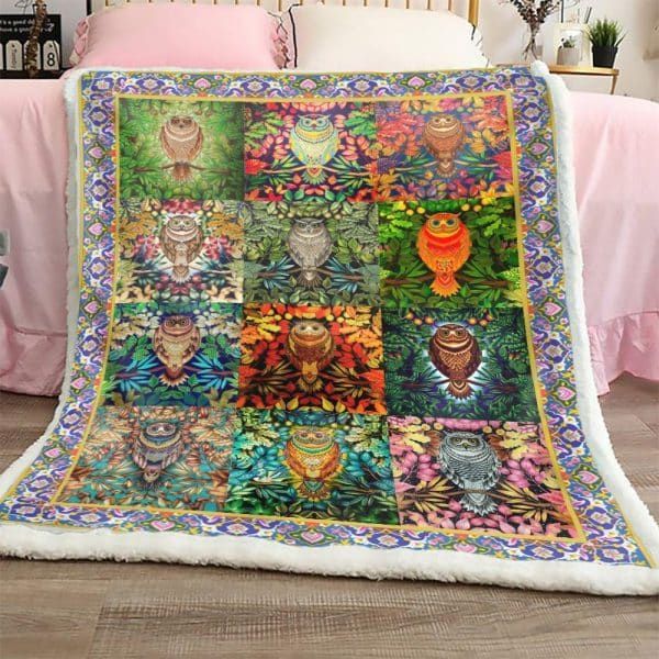Owl Sherpa Fleece Blanket