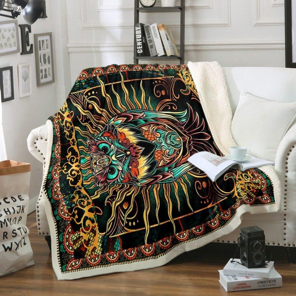 Owl Sherpa Fleece Blanket
