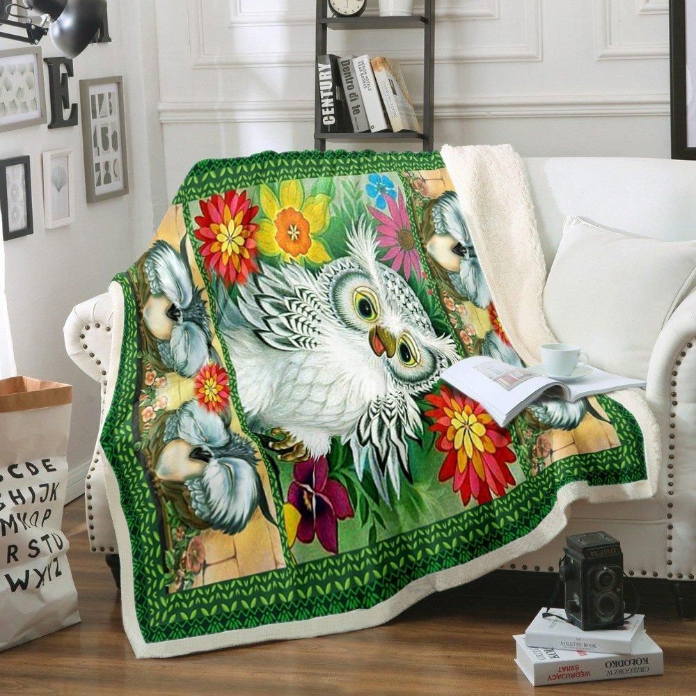 Owl Sherpa Fleece Blanket