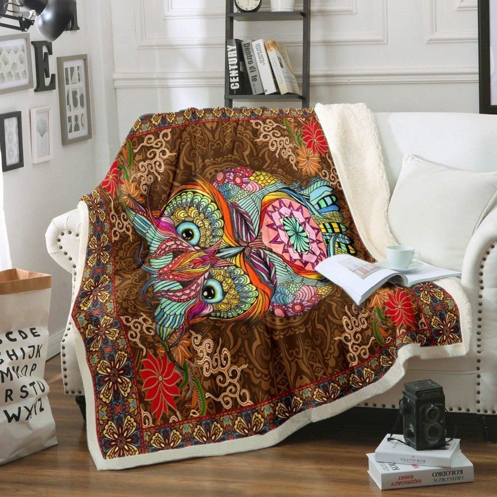Owl Sherpa Fleece Blanket