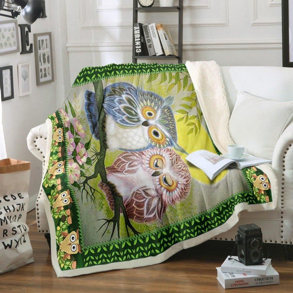 Owl Sherpa Fleece Blanket
