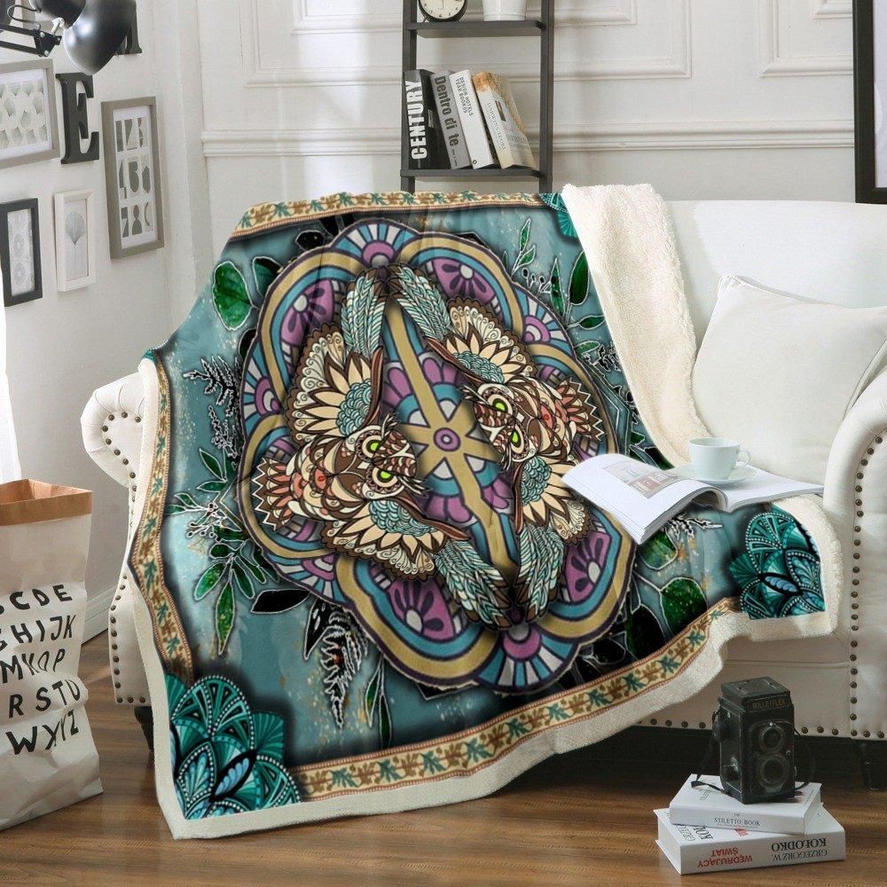 Owl Sherpa Fleece Blanket