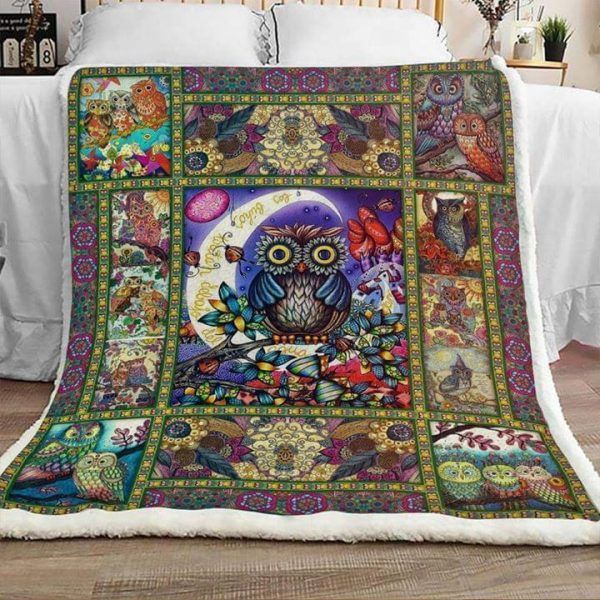 Owl Sherpa Fleece Blanket