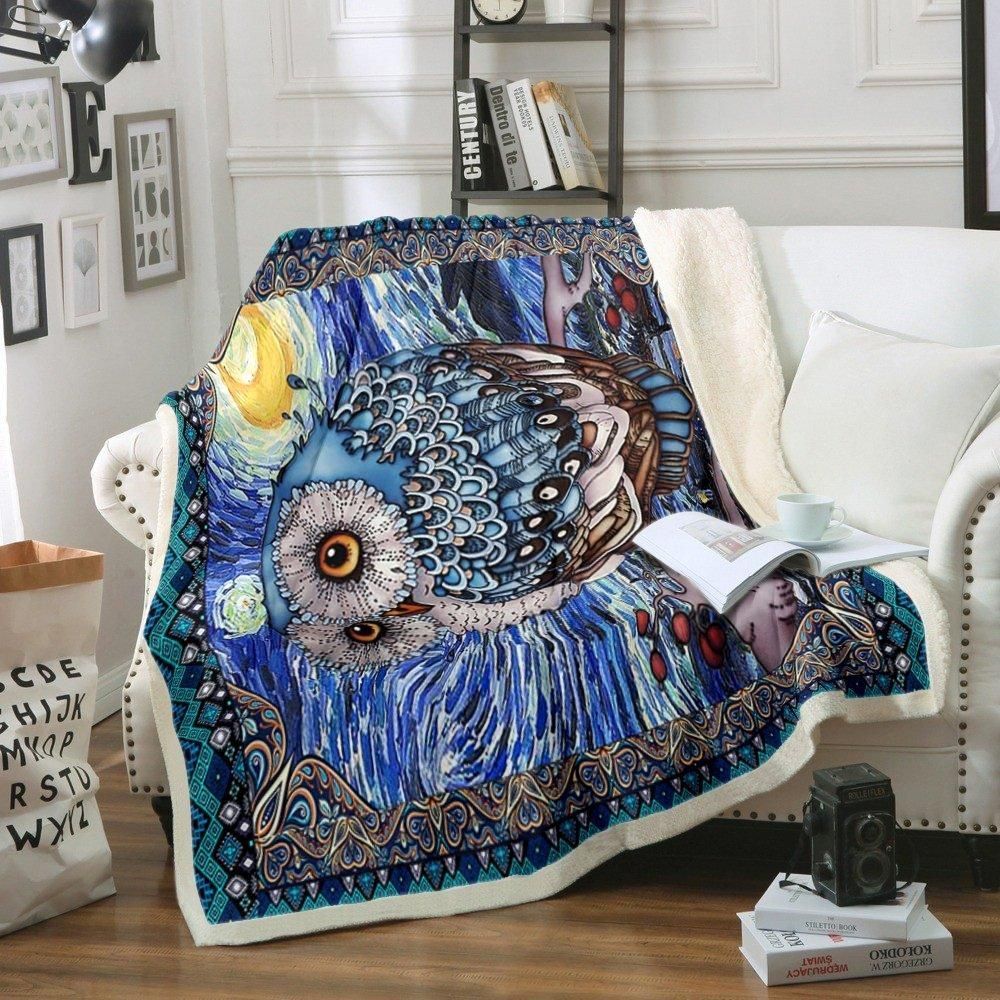 Owl Sherpa Fleece Blanket