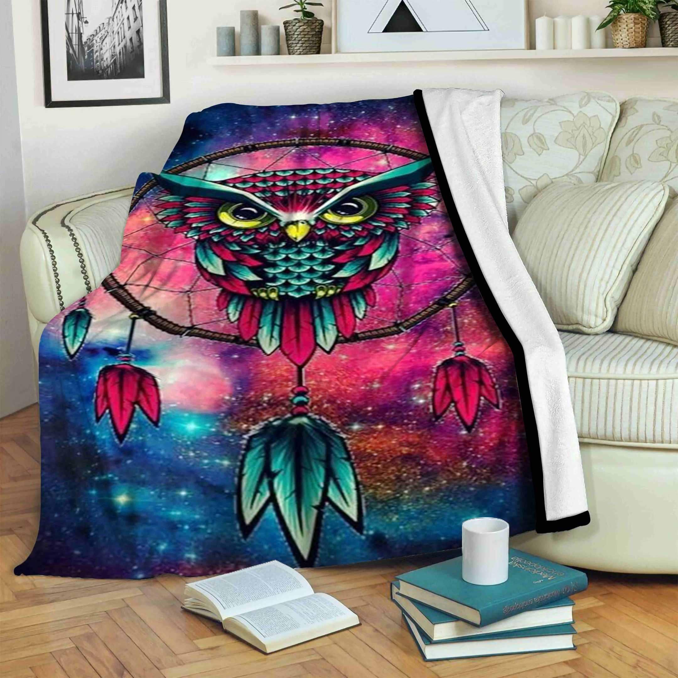 Owl Sherpa Fleece Blanket