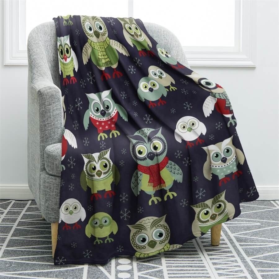 Owl Sherpa Fleece Blanket