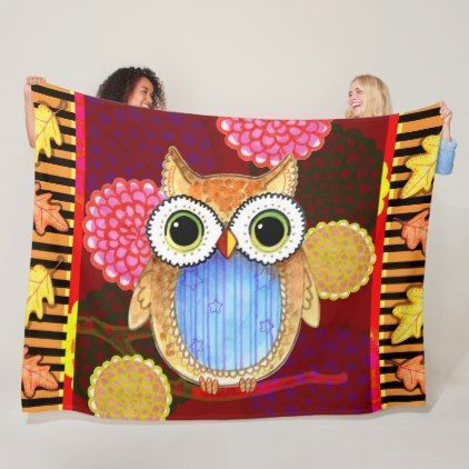 Owl Sherpa Fleece Blanket