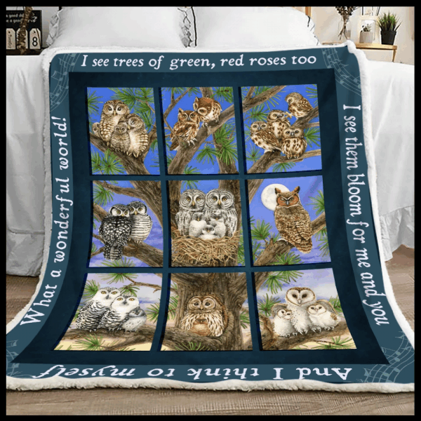 Owl Sherpa Fleece Blanket