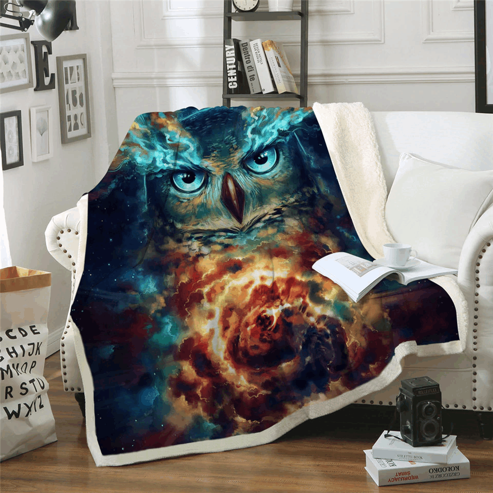 Owl Sherpa Fleece Blanket