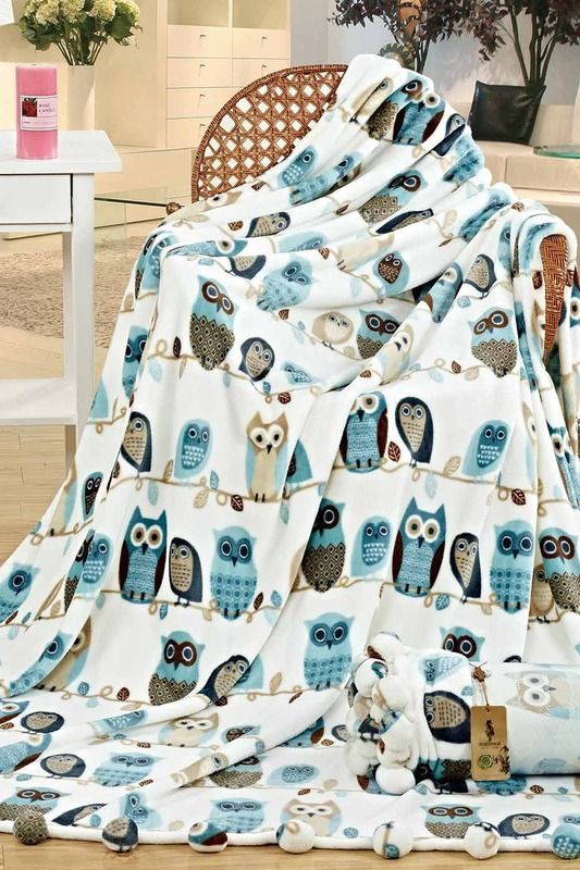 Owl Sherpa Fleece Blanket