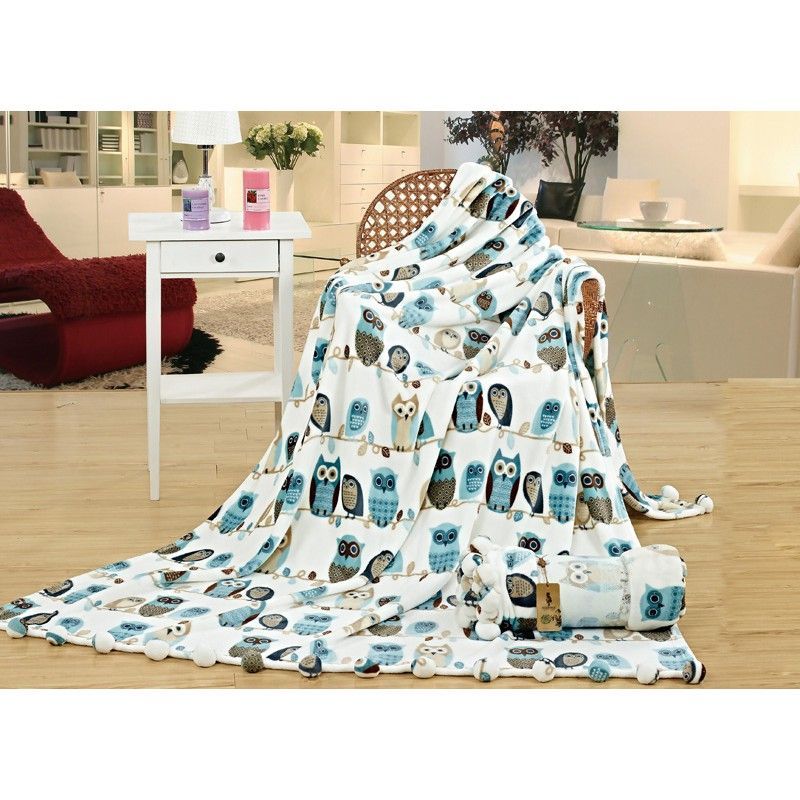 Owl Sherpa Fleece Blanket