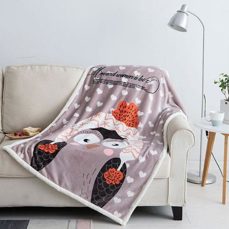Owl Sherpa Fleece Blanket