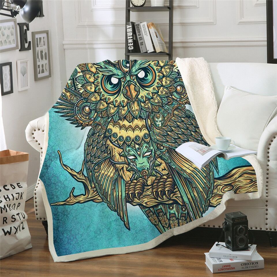 Owl Sherpa Fleece Blanket