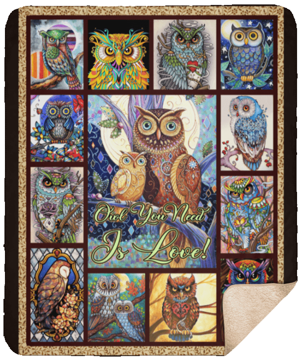 Owl Sherpa Fleece Blanket