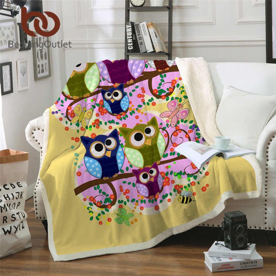 Owl Sherpa Fleece Blanket