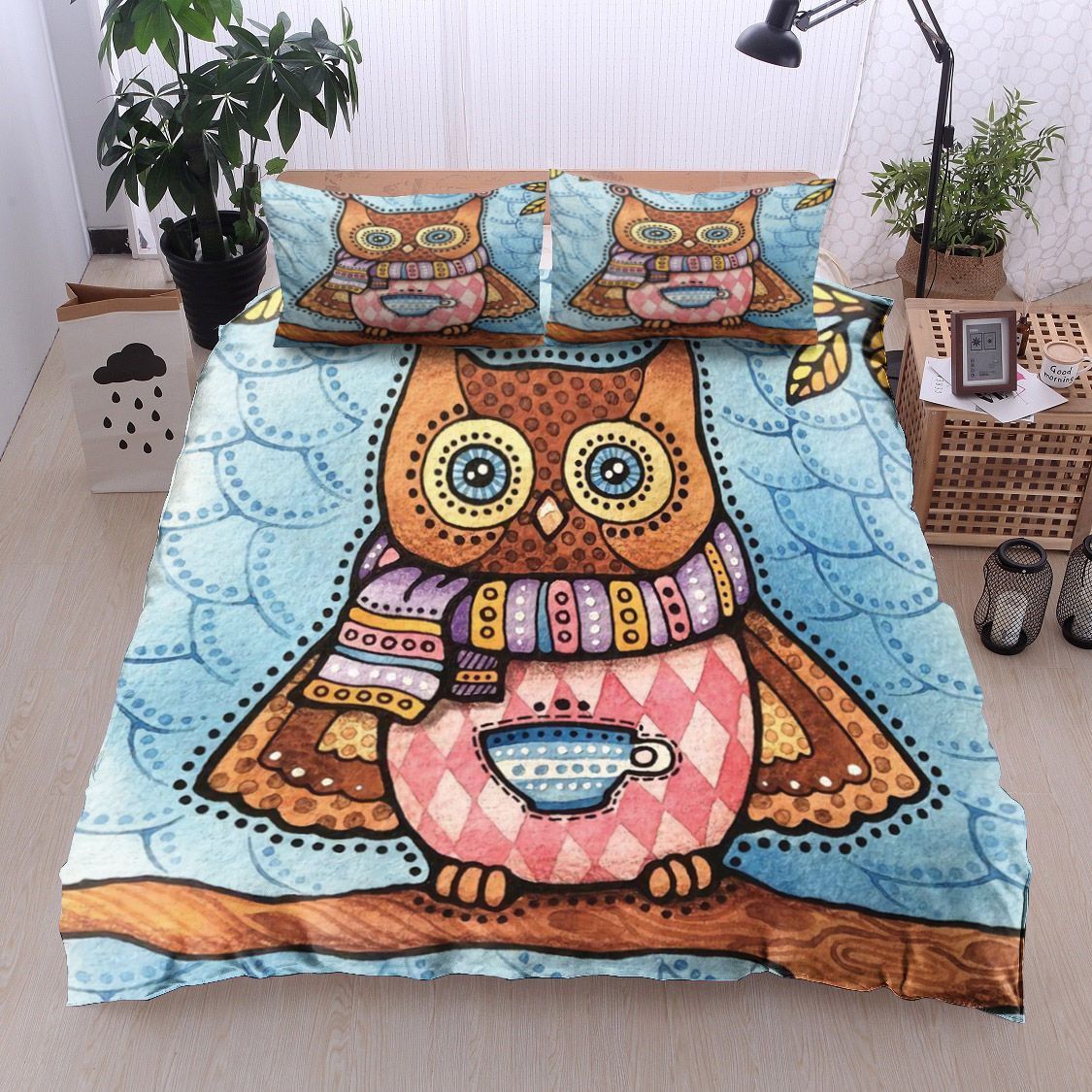 Owl Coffee Bedding Set