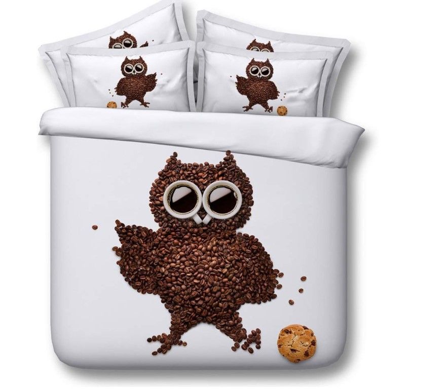 Owl Coffee Bedding Set