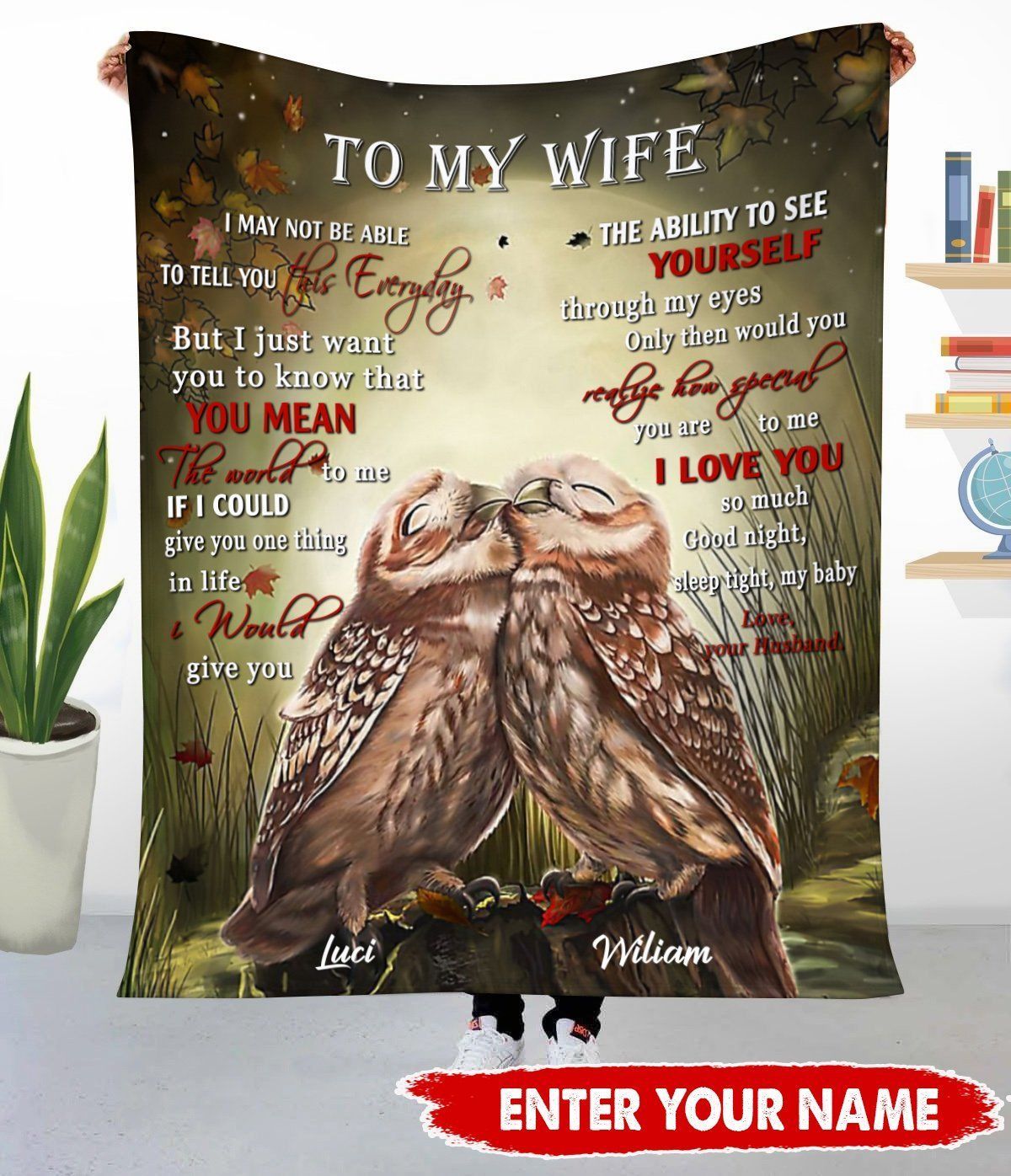 Owl Couple I Love You Gift For Wife Fleece Blanket