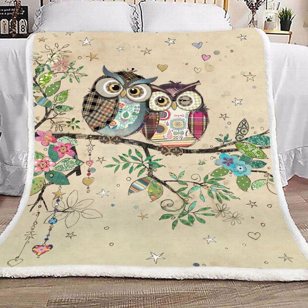 Owl Couple Fleece Blanket