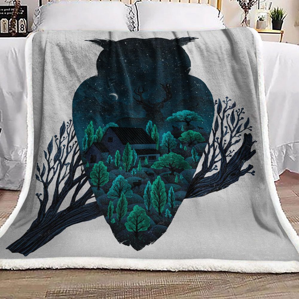 Owl Sherpa Fleece Blanket