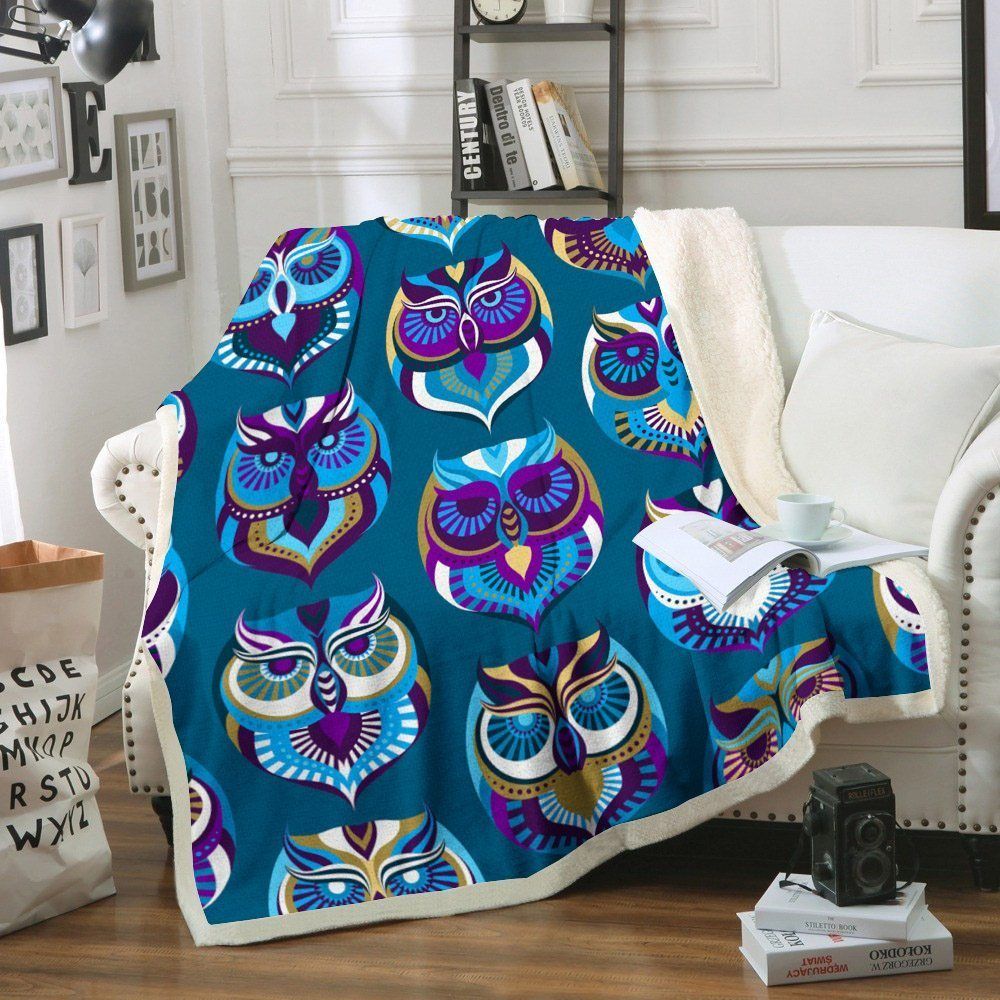 Owl Sherpa Fleece Blanket