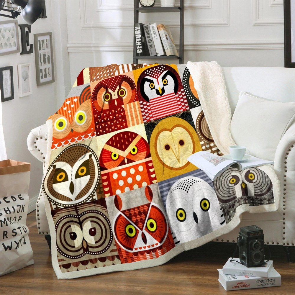 Owl Sherpa Fleece Blanket