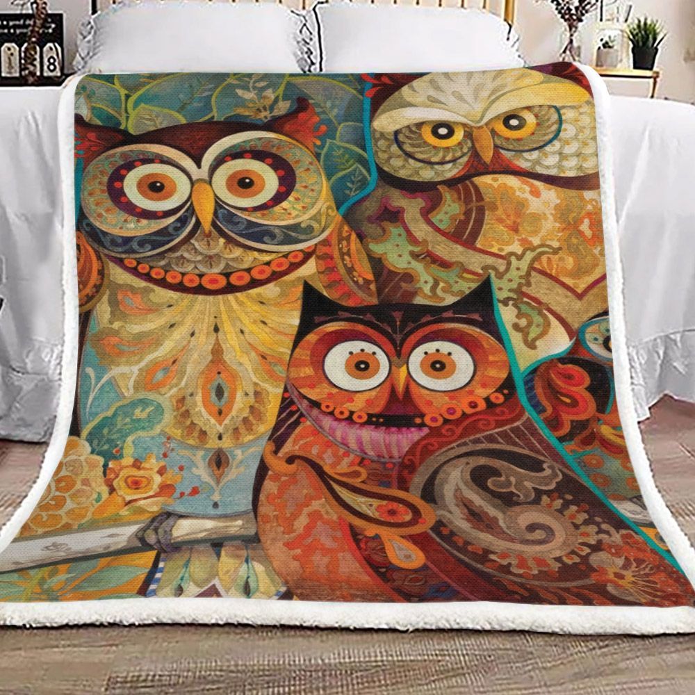 Owl Sherpa Fleece Blanket