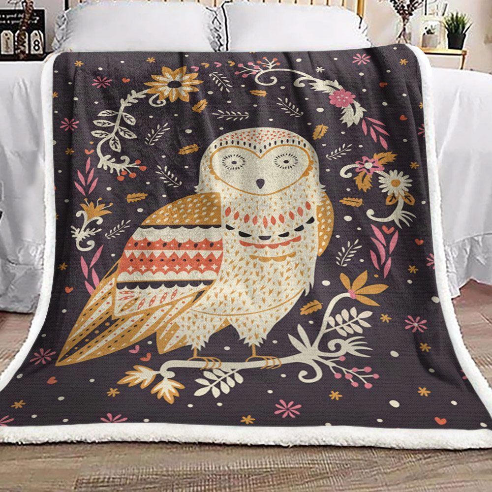 Owl Sherpa Fleece Blanket