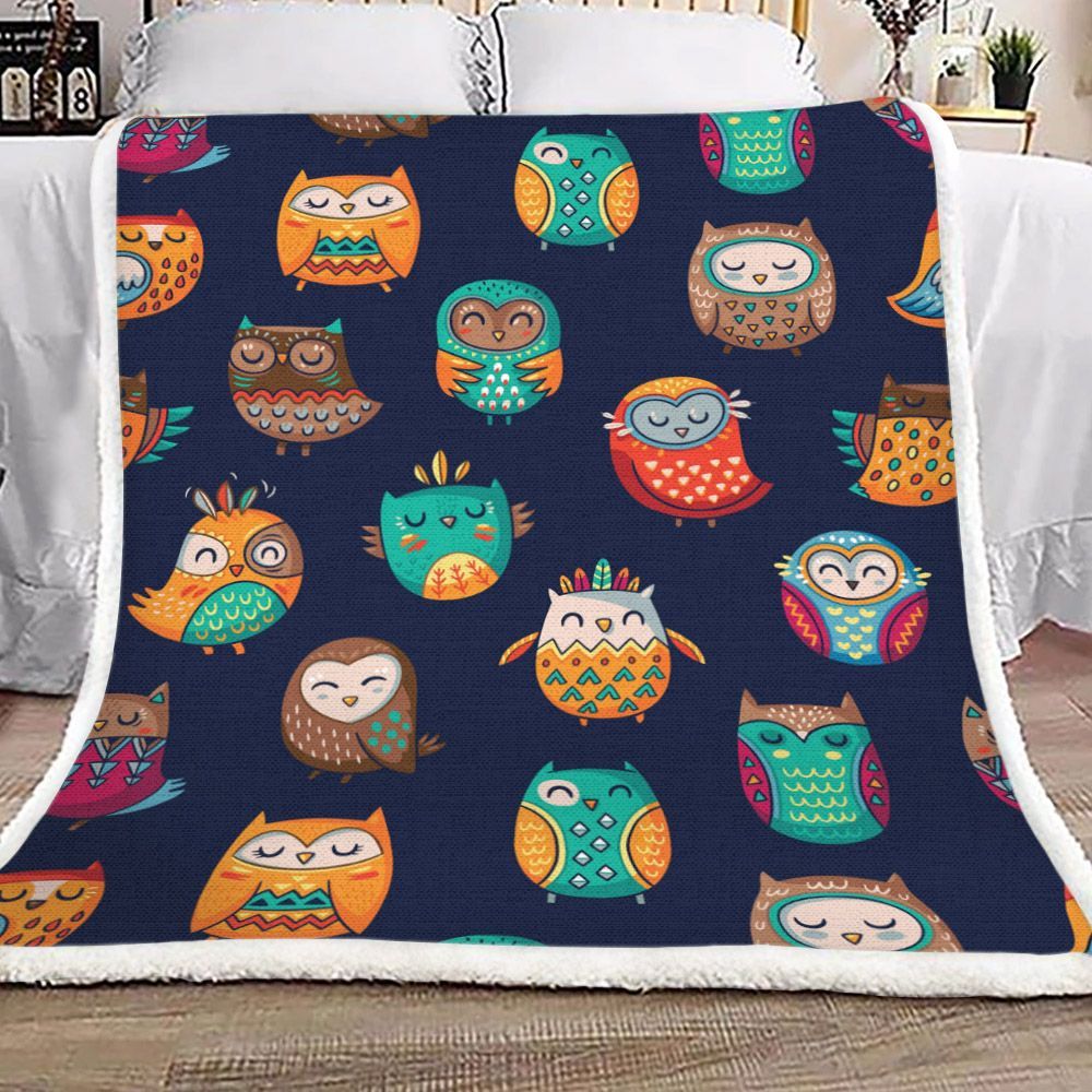 Owl Sherpa Fleece Blanket