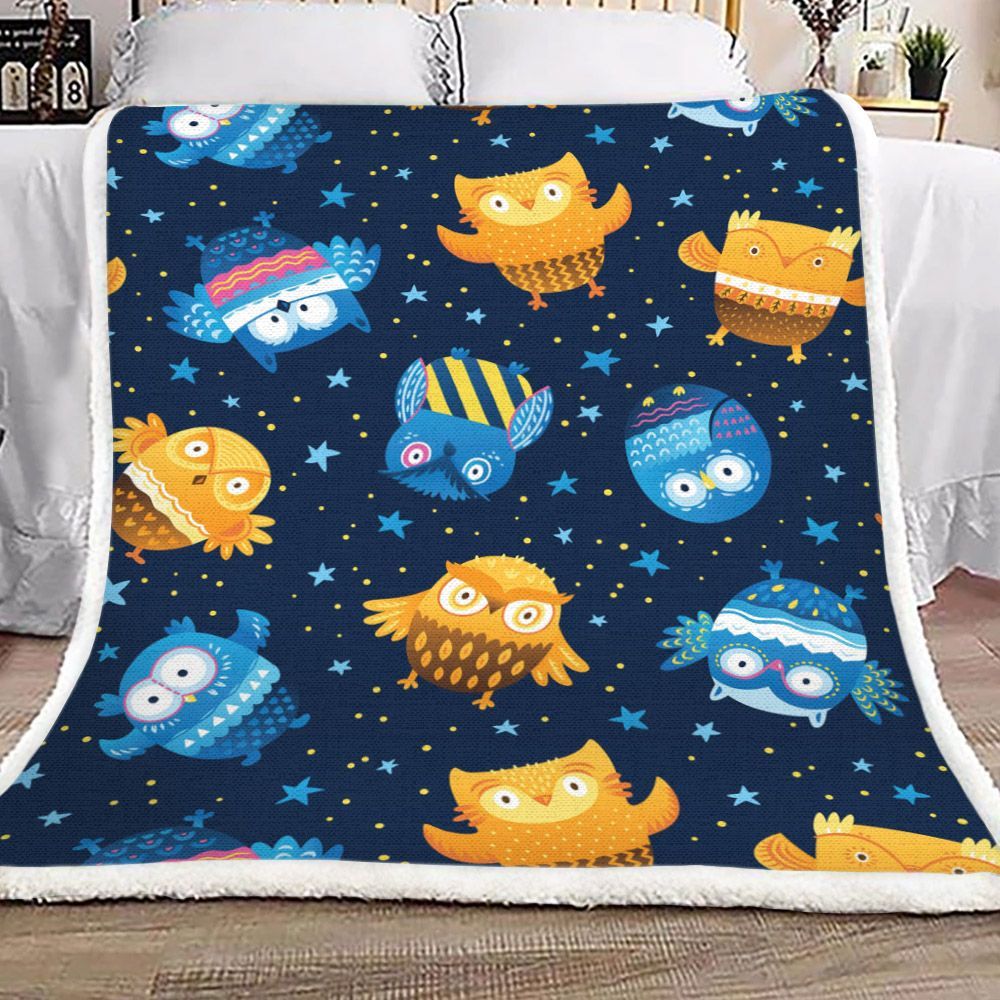 Owl Sherpa Fleece Blanket