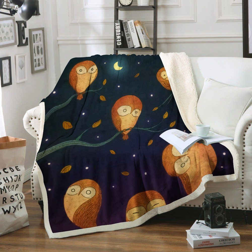 Owl Sherpa Fleece Blanket