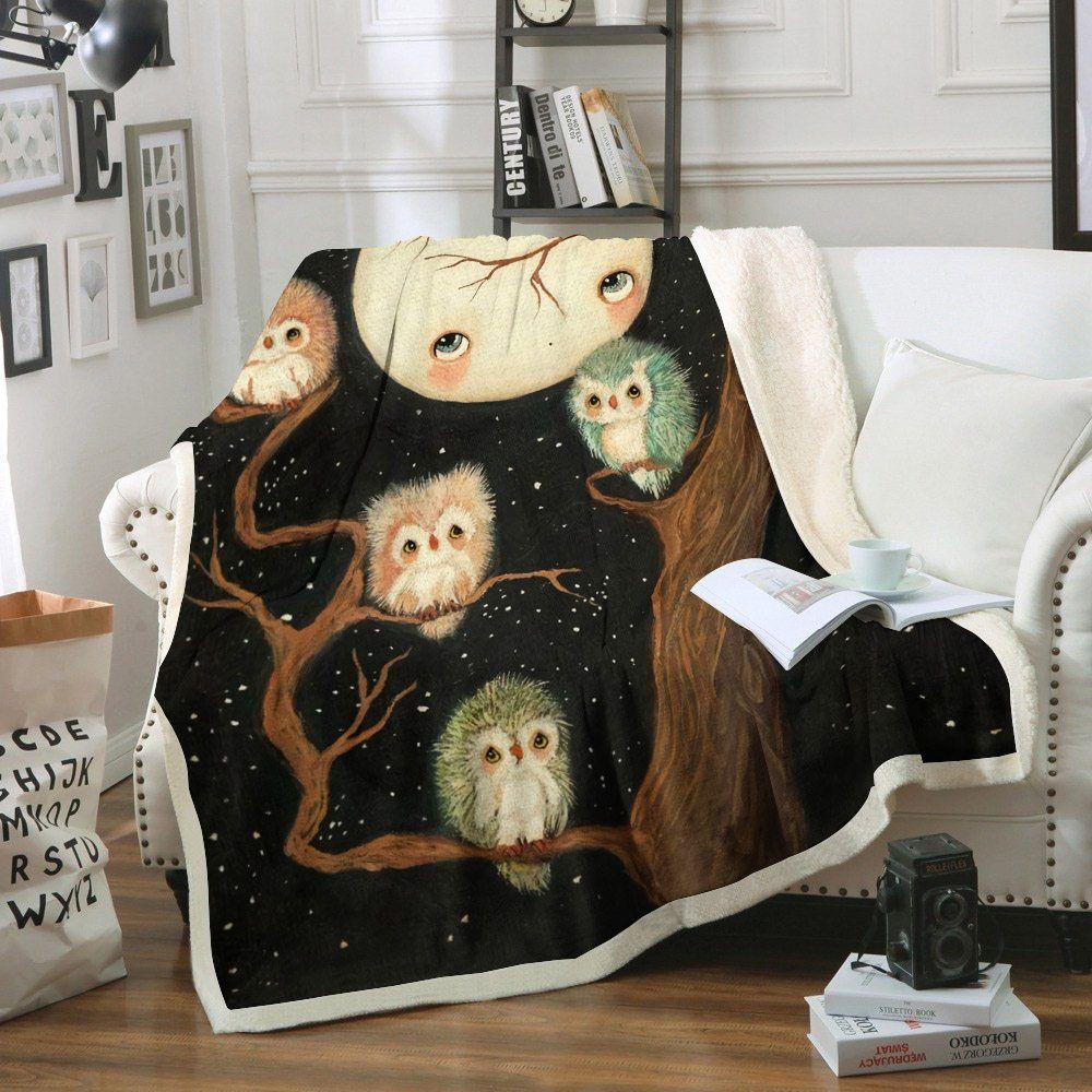 Owl Sherpa Fleece Blanket
