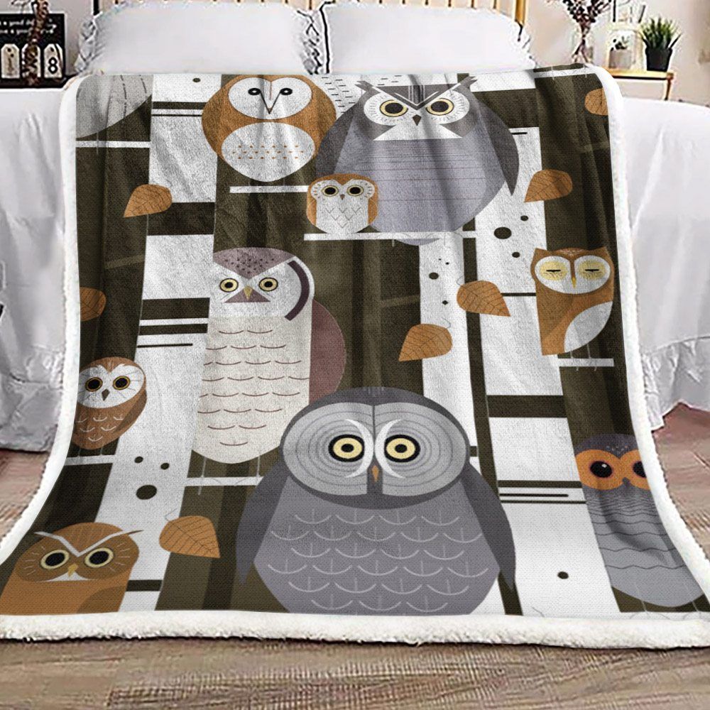 Owl Sherpa Fleece Blanket