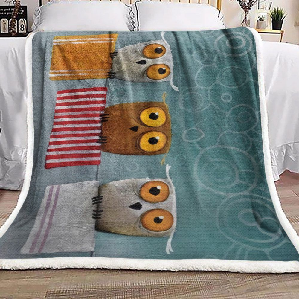 Owl Sherpa Fleece Blanket