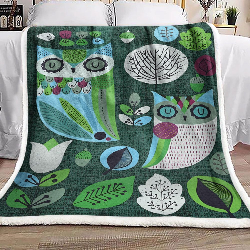 Owl Sherpa Fleece Blanket