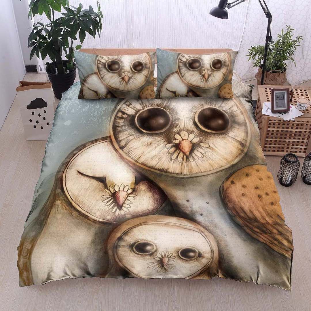 Owl Twin Queen King Cotton Bed Sheets Spread Comforter Bedding Set
