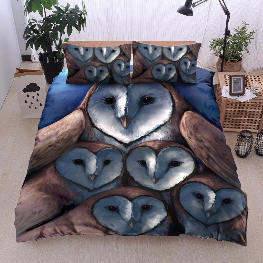 Owl Twin Queen King Cotton Bed Sheets Spread Comforter Bedding Set