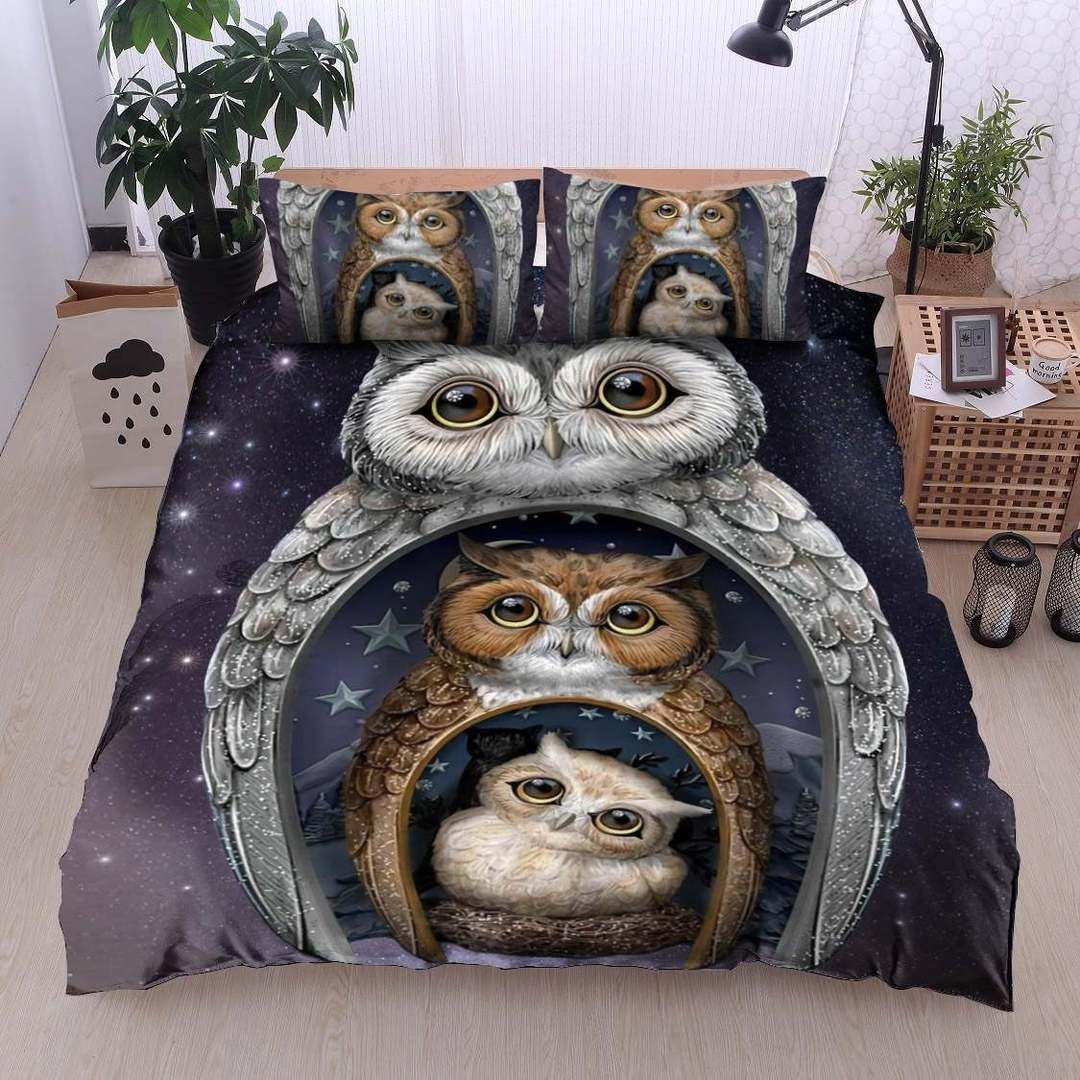 Owl Twin Queen King Cotton Bed Sheets Spread Comforter Bedding Set