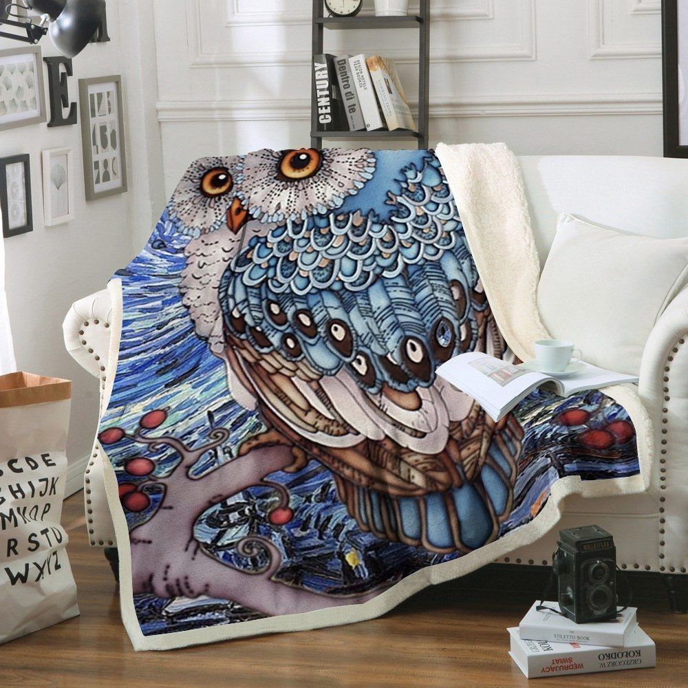 Owl Sherpa Fleece Blanket