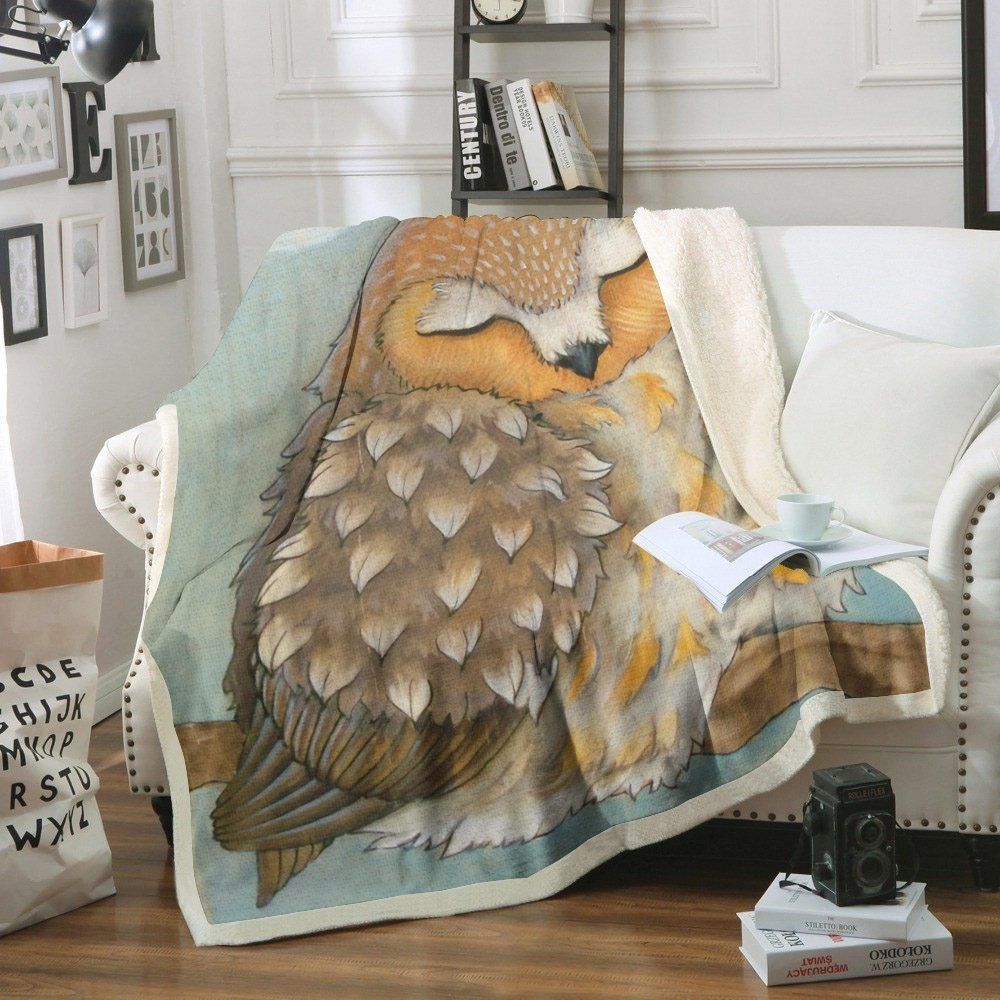 Owl Sherpa Fleece Blanket