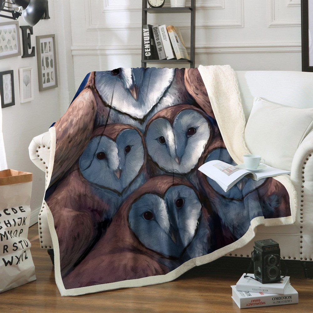 Owl Sherpa Fleece Blanket